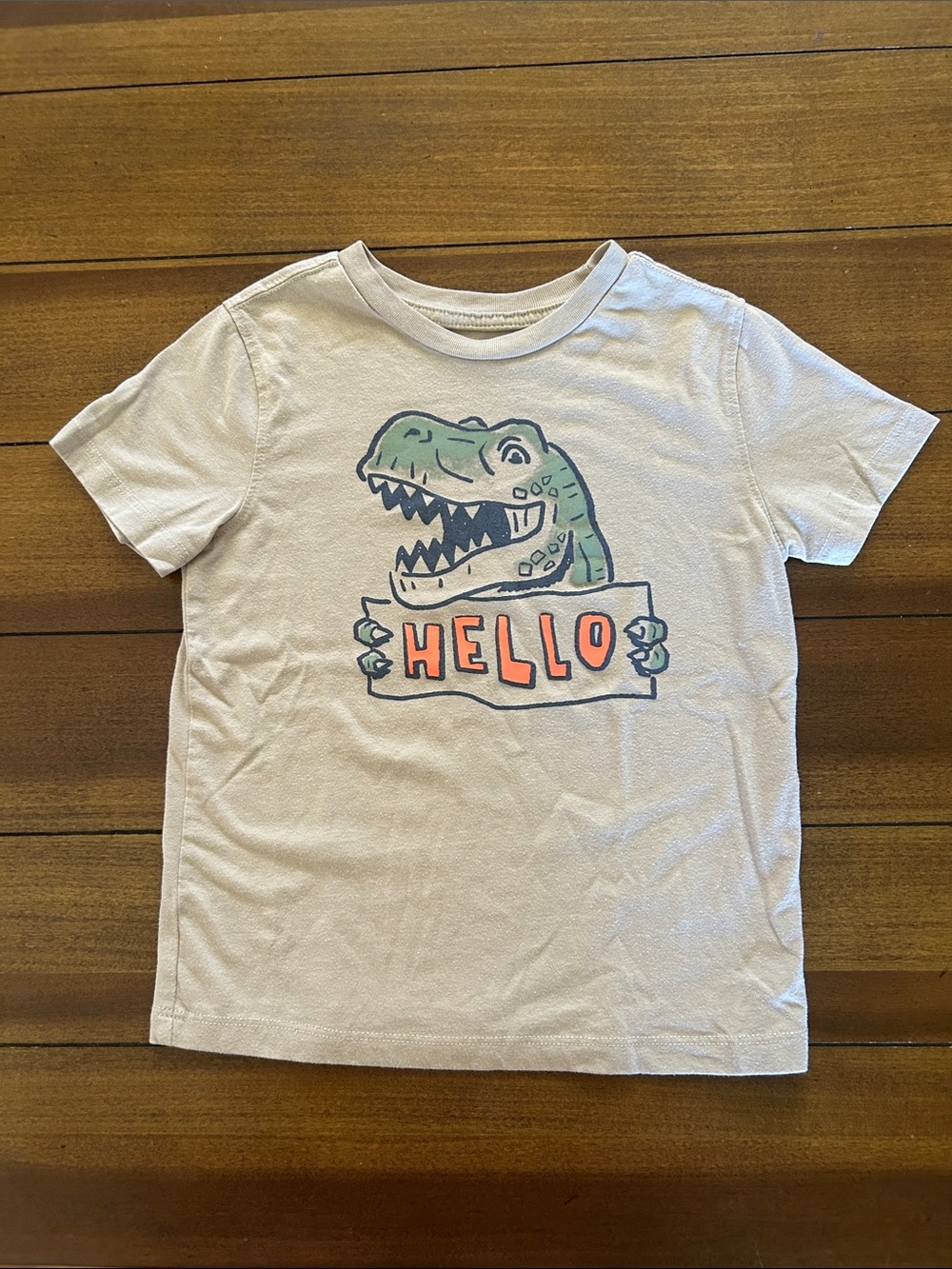 Garanimals White Tee with Green Dino Holding 'HELLO' Sign